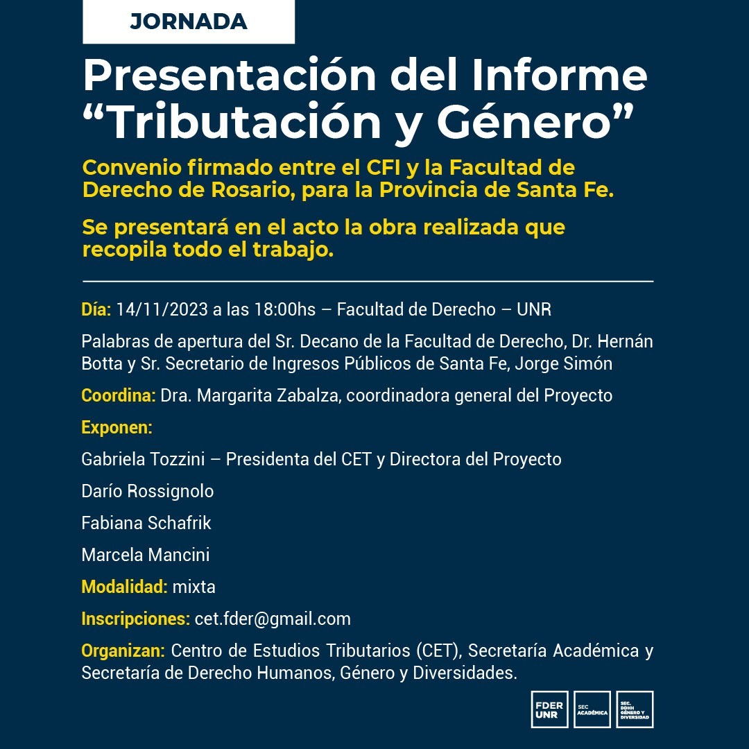El Instituto invita a: Jornada Presentación del Informe Tributación y género - 14/11/2023